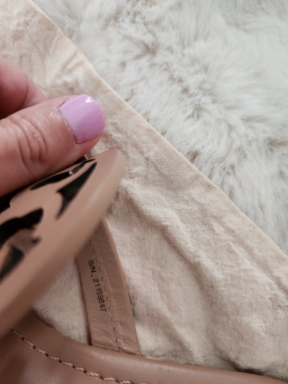 Tory Burch Nude Beige Logo Thong Leather Sandals Size 7 With Bag - Picture 7 of 8